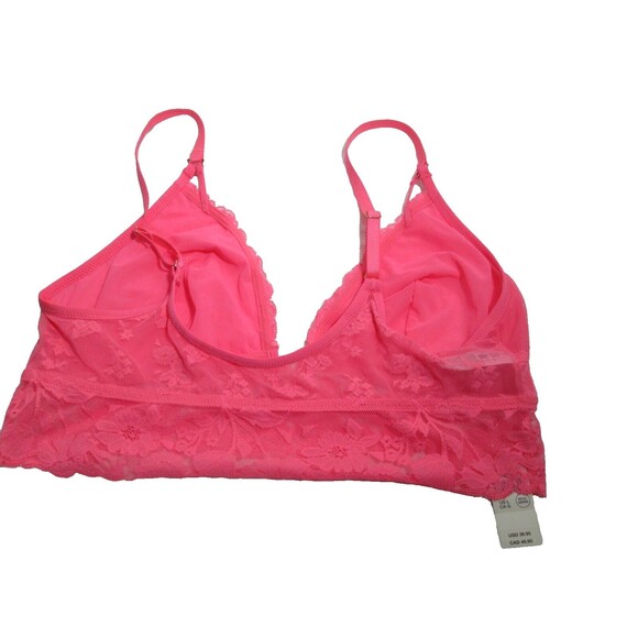 Aerie Lace Strappy Bralette Top Size Large Adjustable Straps Pink Flower - Picture 3 of 4